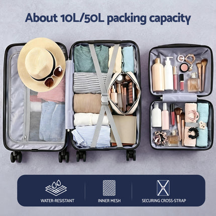 Wanderlite 2pcs Trunk Luggage Suitcase Travel Carry On TSA Lock 12" 20" White