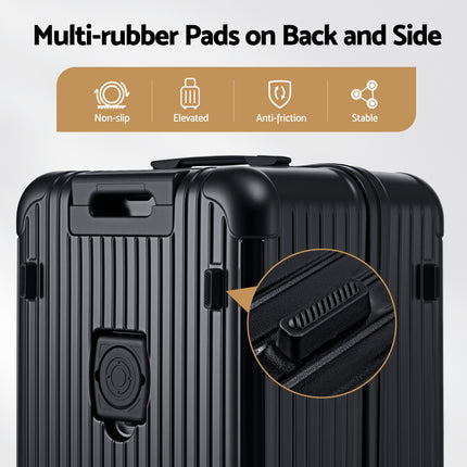 Wanderlite 28" Trunk Luggage Suitcase Travel 5 Wheels Type-C Port TSA Black