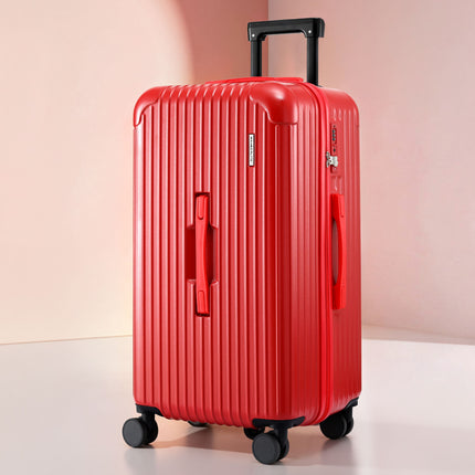 Wanderlite 28" Trunk Luggage Suitcase Travel 5 Wheels Type-C Port TSA Red