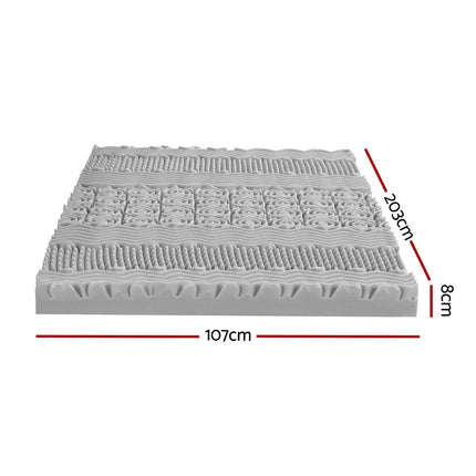 Giselle Bedding 8cm Memory Foam Mattress Topper 7-Zone Graphite King Single