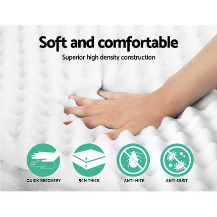 Giselle Bedding Memory Foam Mattress Topper Egg Crate 5cm Single