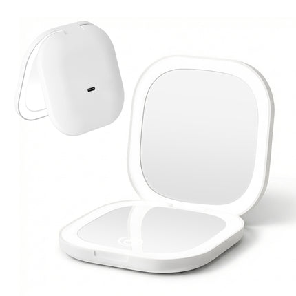 Embellir LED Compact Mirror Lighted Travel Makeup Mirror Pocket-Sized 1x 10x Magnification Square White