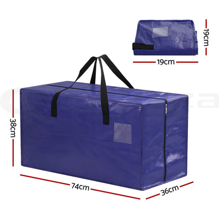 Artiss Moving Bags Heavy Duty Waterproof Backpack Straps Large Storage Totes 5 Pack Blue
