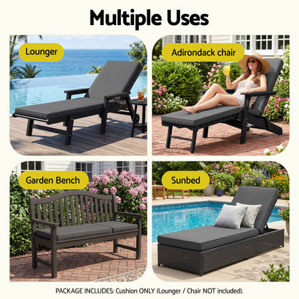 Gardeon Outdoor Chaise Lounge Cushion Lounge Chair Pad Sunbed Mattress Grey