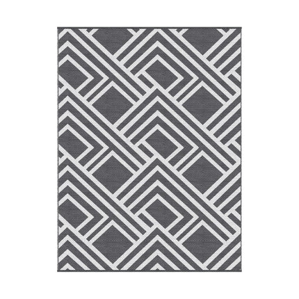 Gardeon Outdoor Rugs 274x366cm Reversible PP Dual-Sided Area Mat Large Carpet Patio Rug Grey