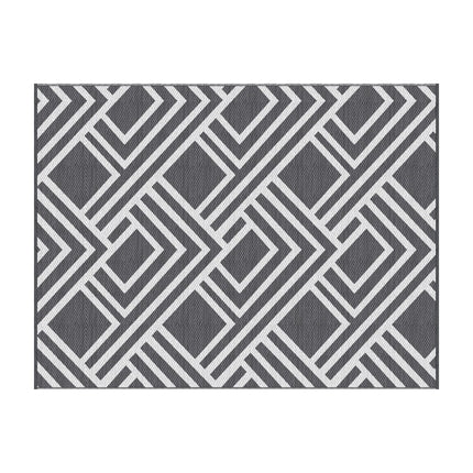 Gardeon Outdoor Rugs 274x366cm Reversible PP Dual-Sided Area Mat Large Carpet Patio Rug Grey