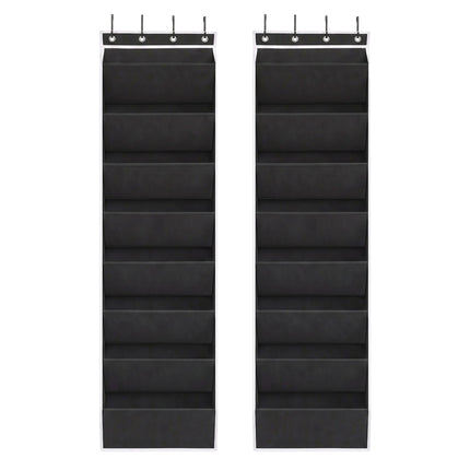Artiss Over Door Shoe Organiser Storage X2 8-Tier Pantry Hanger Fabric Black