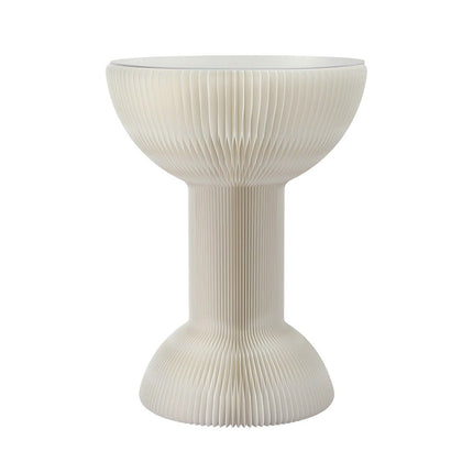 Artiss Paper End Table Honeycomb Coffee Table Foldable Round Bedside Side Table White 40x55cm
