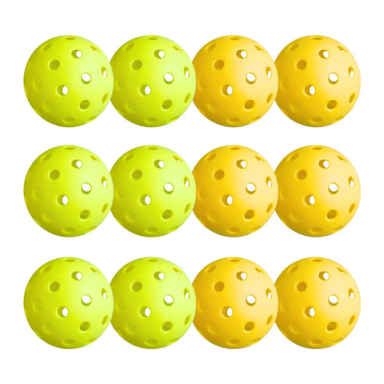 Everfit 12PC Pickleballs Set 40-Hole Design Indoor Outdoor Durable PE Balls Green/Yellow