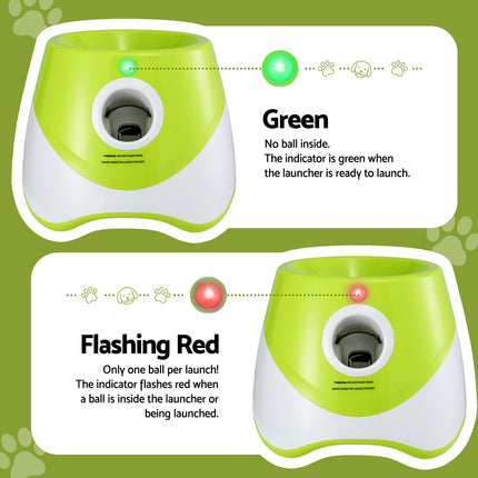 i.Pet Dog Ball Launcher Thrower with 6 Balls & 3/6/9m Launch Distances Green