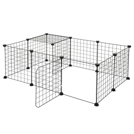 i.Pet Dog Playpen 12 Panels Pet Playpen 35x35cm Iron DIY Enclosure for Small Animals