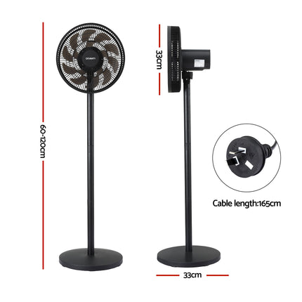 Devanti Pedestal Fan with Remote, 7 Speeds 3 Heights DC Motor, Black