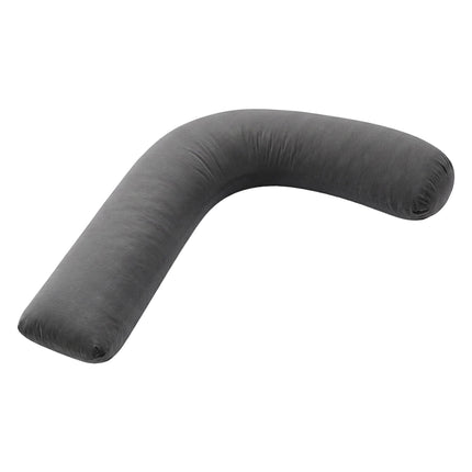 Giselle Bedding Pregnancy Pillow for Side Sleeping L-Shaped Maternity Body Pillow for Women 100% Cotton Jersey Cover for Head Neck Belly Support, 63x115 cm Grey