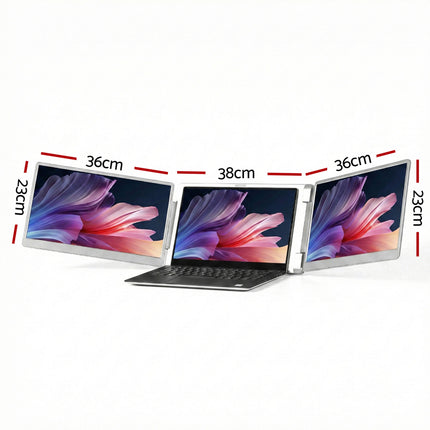 Devanti Triple Portable Monitor Laptop Screen Extender 15.6" Dual Display FHD IPS