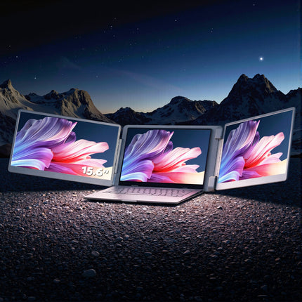 Devanti Triple Portable Monitor Laptop Screen Extender 15.6" Dual Display FHD IPS