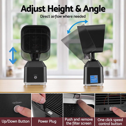 Devanti Portable Range Hood Desktop Ranghoods Exhaust Fan Adjustable Black