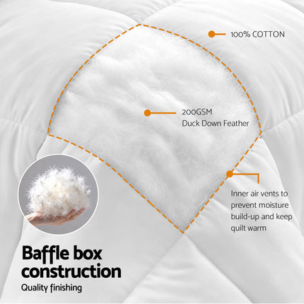 Giselle Bedding Double Quilt, 200GSM Summer Duck Down Feather Doona Insert