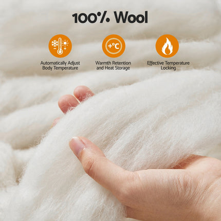 Giselle Bedding Wool Quilt 500GSM Thick Queen Winter Doona Baffle Box Construction 100% Wool Filling