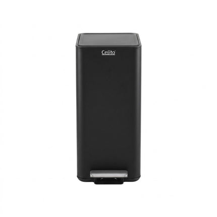 Cefito 15L Pedal Rubbish Bin Slim Carbon Steel Garbage Bin for Home Black