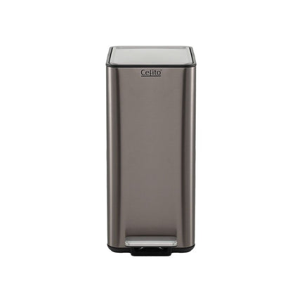 Cefito 15L Pedal Rubbish Bin Slim Carbon Steel Garbage Bin for Home Grey