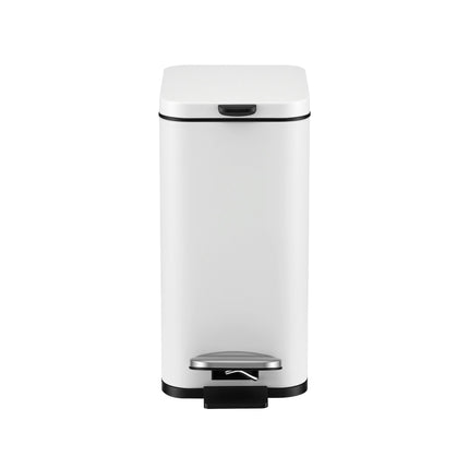 Cefito 5L Pedal Rubbish Bin Carbon Steel Rectangular Trash Can Removable Bucket White
