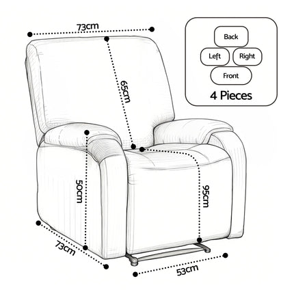 Artiss Stretch Kids Recliner Cover 4-Pieces Recliner Chair Slipcovers Printed Polyester