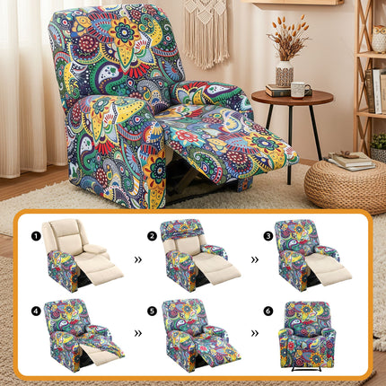 Artiss Stretch Kids Recliner Cover 4-Pieces Recliner Chair Slipcovers Printed Polyester