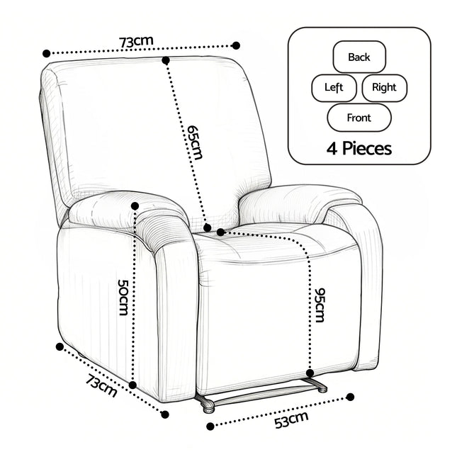 Artiss Stretch Kids Recliner Cover 4-Pieces Recliner Chair Slipcovers Printed Polyester