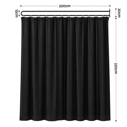 Artiss Room Divider Wall Mounted Hanging Curtain Partition Screen Black 200x220cm