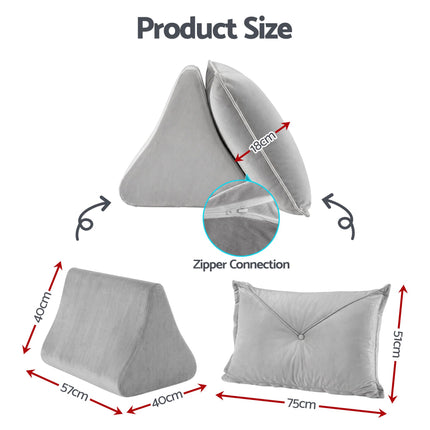 Giselle Bedding Back Pillow for Sitting in Bed, No-Collapse 25D High-Density Base, Ergonomic Lumbar Support Pillow for Gaming, Nursing & Floor Tatami, 90% Shredded Sponge Cushion with Washable Velvet Cover