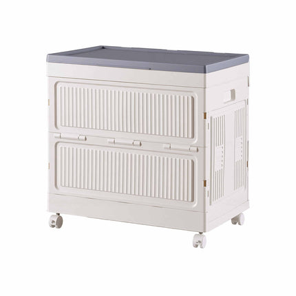 Artiss Foldable Storage Cabinet Stackable Box Flip-Top Rolling Organiser White