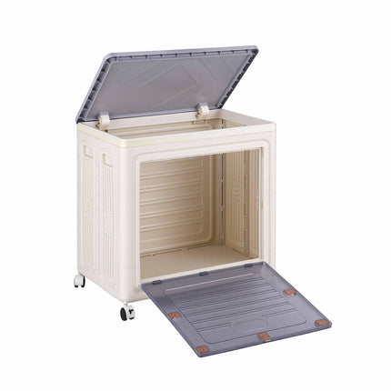 Artiss Foldable Storage Cabinet Stackable Box 2 Doors Rolling Organiser White