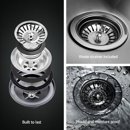 Cefito Kitchen Sink 43cm Round Stainless Steel Basin Single Bowl Silver
