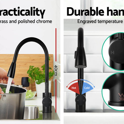 Cefito Kitchen Mixer Tap Pull Out 2 Mode Sink Faucet Basin Laundry Black