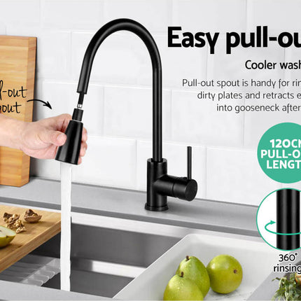 Cefito Kitchen Mixer Tap Pull Out 2 Mode Sink Faucet Basin Laundry Black