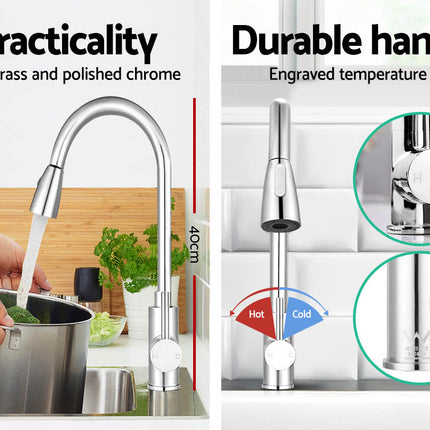 Cefito Kitchen Mixer Tap Pull Out 2 Mode Sink Faucet Basin Laundry Chrome