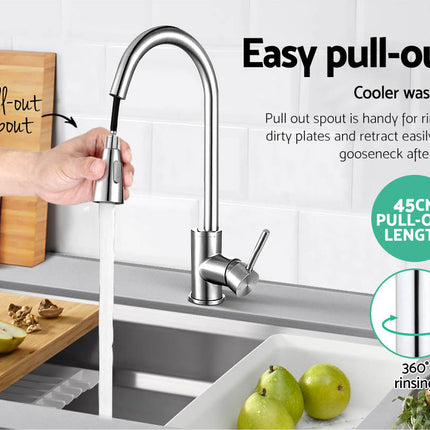 Cefito Kitchen Mixer Tap Pull Out 2 Mode Sink Faucet Basin Laundry Chrome