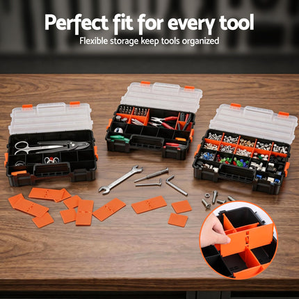 Giantz 3 Pack Tool Box Organizer with Hardware Storage Box for Small Parts