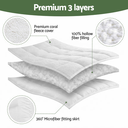 Giselle Bedding Queen Mattress Topper 5cm Coral Fleece