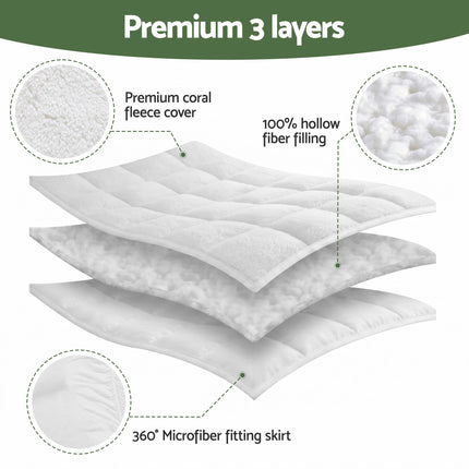 Giselle Bedding Single Mattress Topper 5cm Coral Fleece