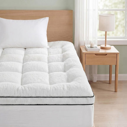 Giselle Bedding Single Mattress Topper 5cm Coral Fleece