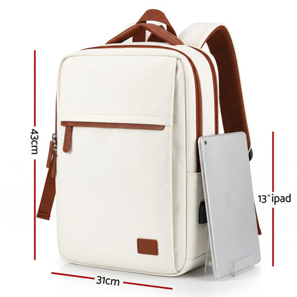 Wanderlite 20L Travel Laptop Backpack Carry On Work Bag with USB Port for Airlines Outdoor Business Beige