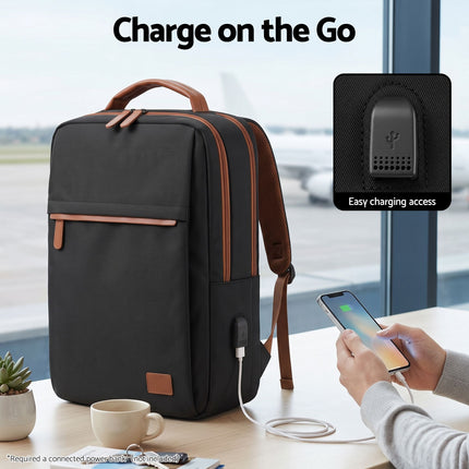 Wanderlite 20L Travel Laptop Backpack Carry On Work Bag with USB Port for Airlines Outdoor Business Black