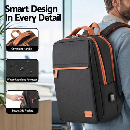 Wanderlite 20L Travel Laptop Backpack Carry On Work Bag with USB Port for Airlines Outdoor Business Black