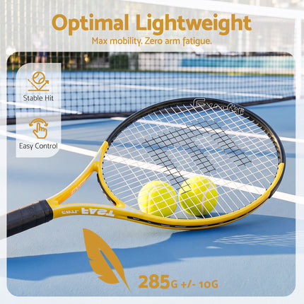 Everfit 27 Inch Tennis Racket Set of 2 Pack 27 Inch Lightweight Cushioned Grip Gold