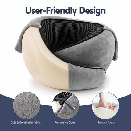 Wanderlite Hooded Travel Neck Pillow for Airplane Memory Foam with Eye Mask Earplugs, Dark Grey