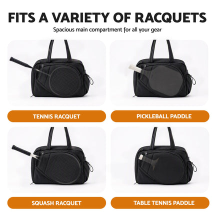 Everfit Tennis Tote Bag Gym Bag Sports Duffle Bags Holds 2 Rackets Black