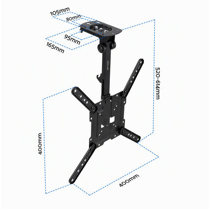 Artiss Ceiling TV Mount 23-55 Inch Flip Down Folding VESA 400x400 Height Adjustable Swivel