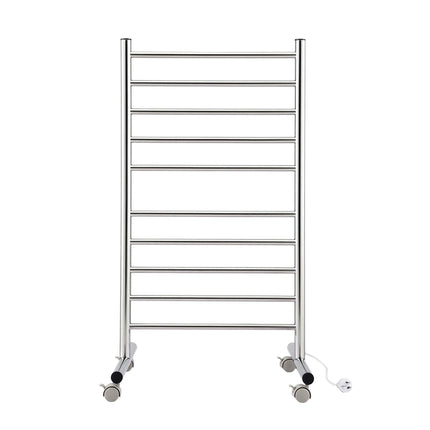 Devanti 10-Bar Freestanding Heated Towel Rail 3-5 Mins Fast Heating Electric Towel Warmer for Bathroom Winter Drying Stainless Steel Plug In 100W