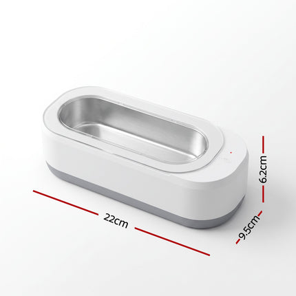 Devanti Ultrasonic Jewellery Cleaner 46kHz 400ml Cleaning Machine with Stainless Steel Tank White